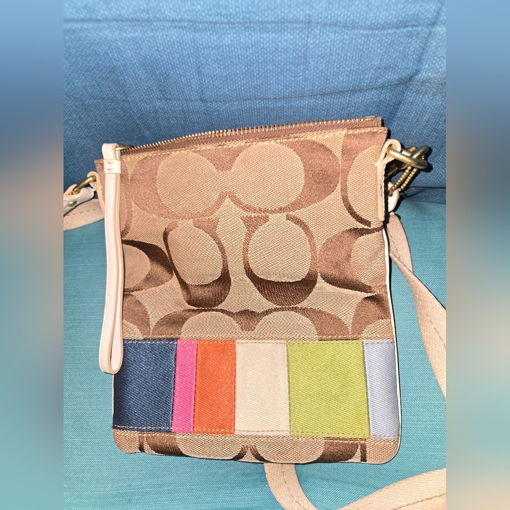 Coach Signature Multicolor Stripe Crossbody Bag